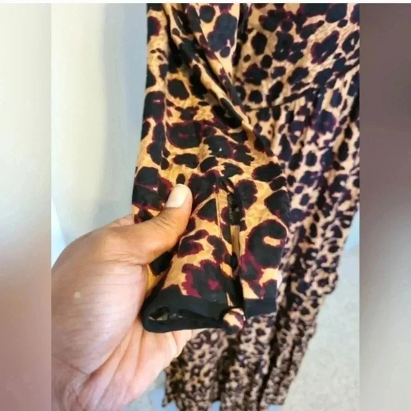 Ba&SH Tracy Animal Leopard Print Ruffle Tiered Midi Dress(XS) - Picture 10 of 12